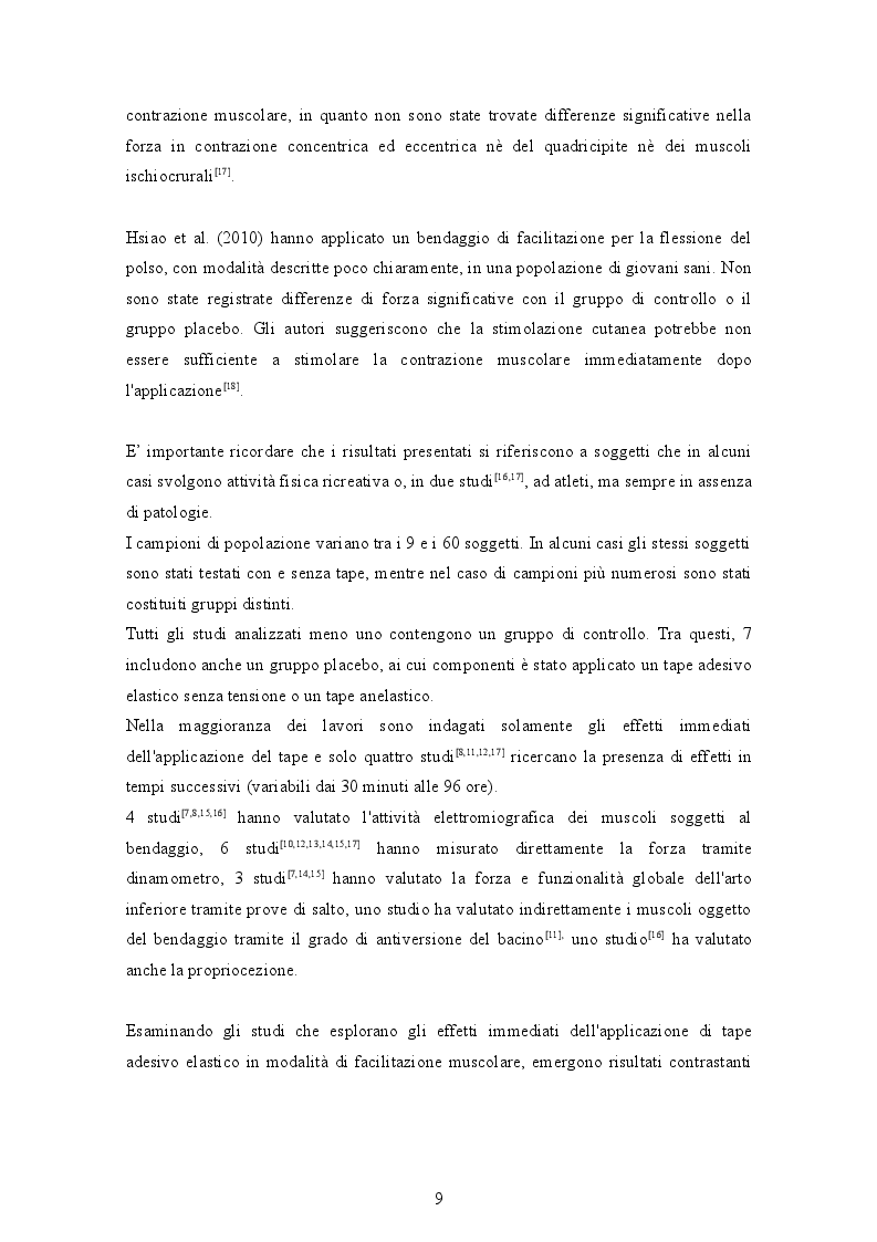 Estratto dalla tesi: Utilizzo del tape adesivo elastico in riabilitazione: evidenze scientifiche e pratica clinica