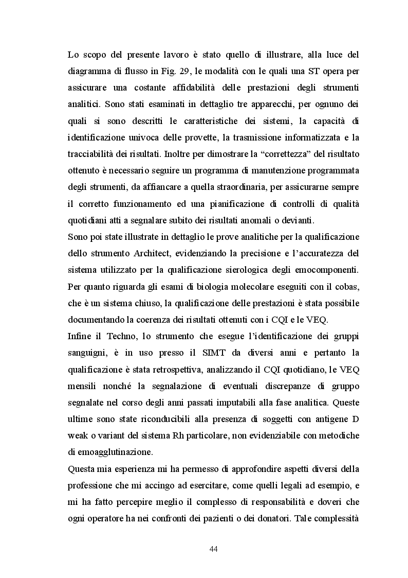 Estratto dalla tesi: Qualificazione della strumentazione e dei reagenti destinati alla certificazione di qualità e sicurezza degli emocomponenti ad uso trasfusionale