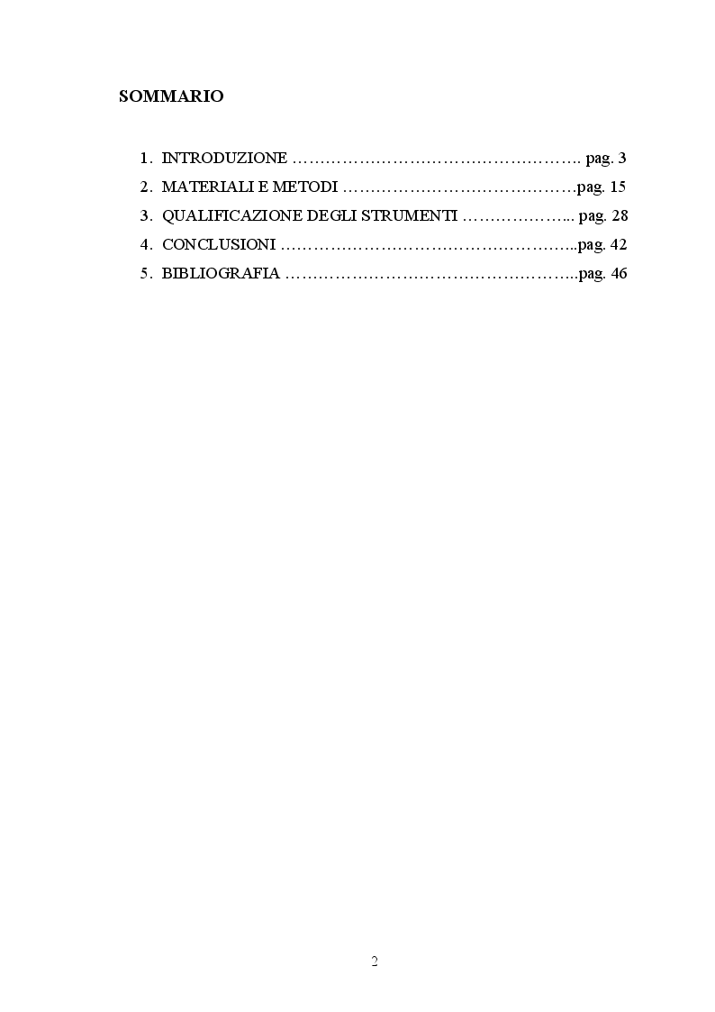 Indice della tesi: Qualificazione della strumentazione e dei reagenti destinati alla certificazione di qualità e sicurezza degli emocomponenti ad uso trasfusionale, Pagina 1