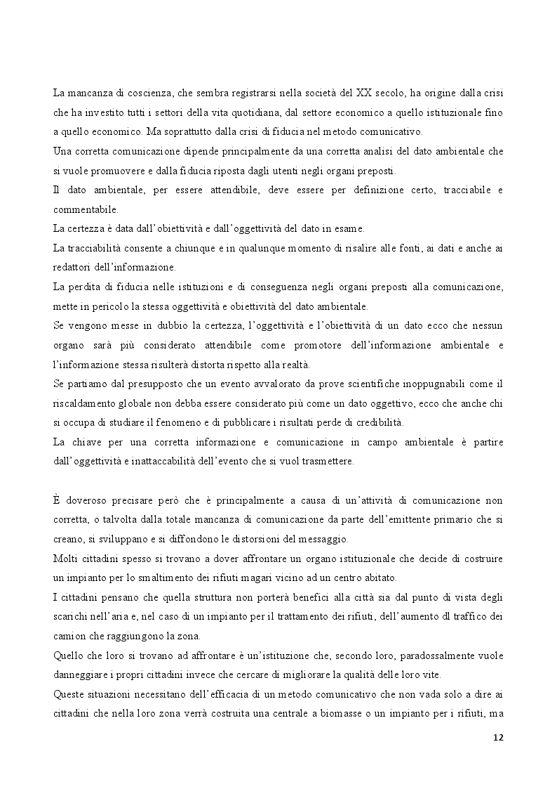 Estratto dalla tesi: Comunicare l'Ambiente. L'importanza della comunicazione ambientale nella società del XXI secolo