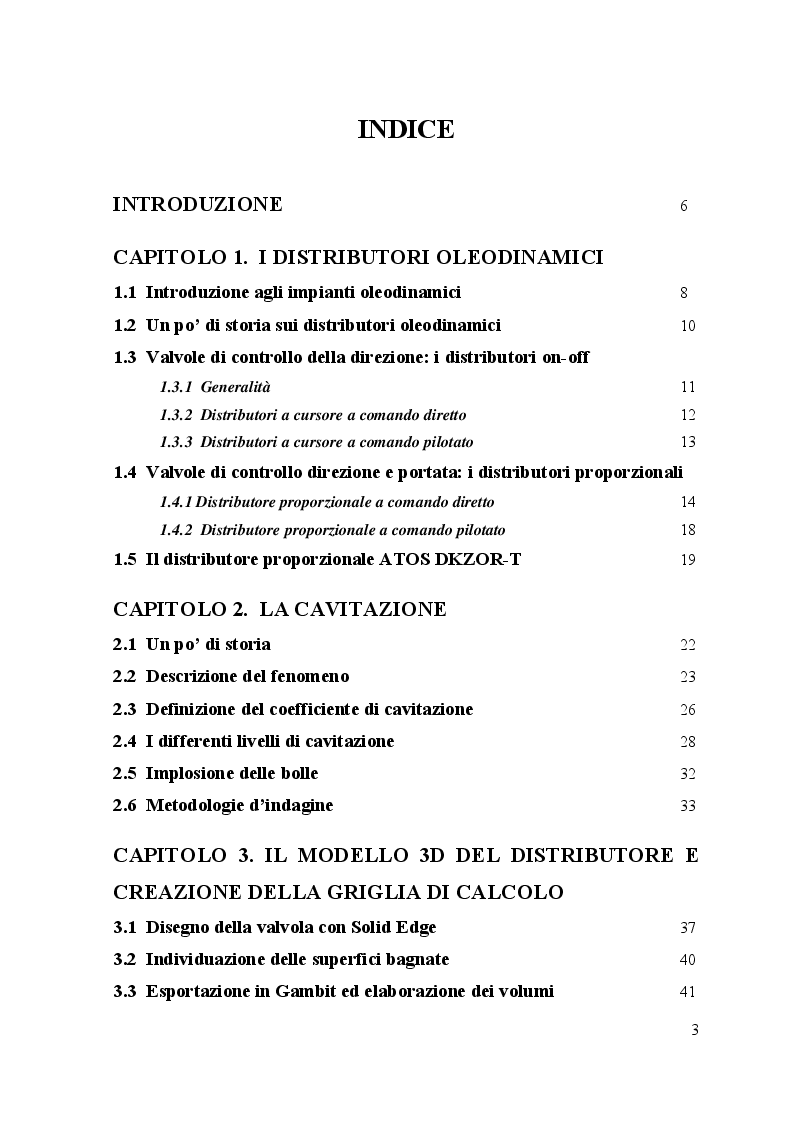 Indice della tesi: La cavitazione nei distributori oleodinamici proporzionali, Pagina 1