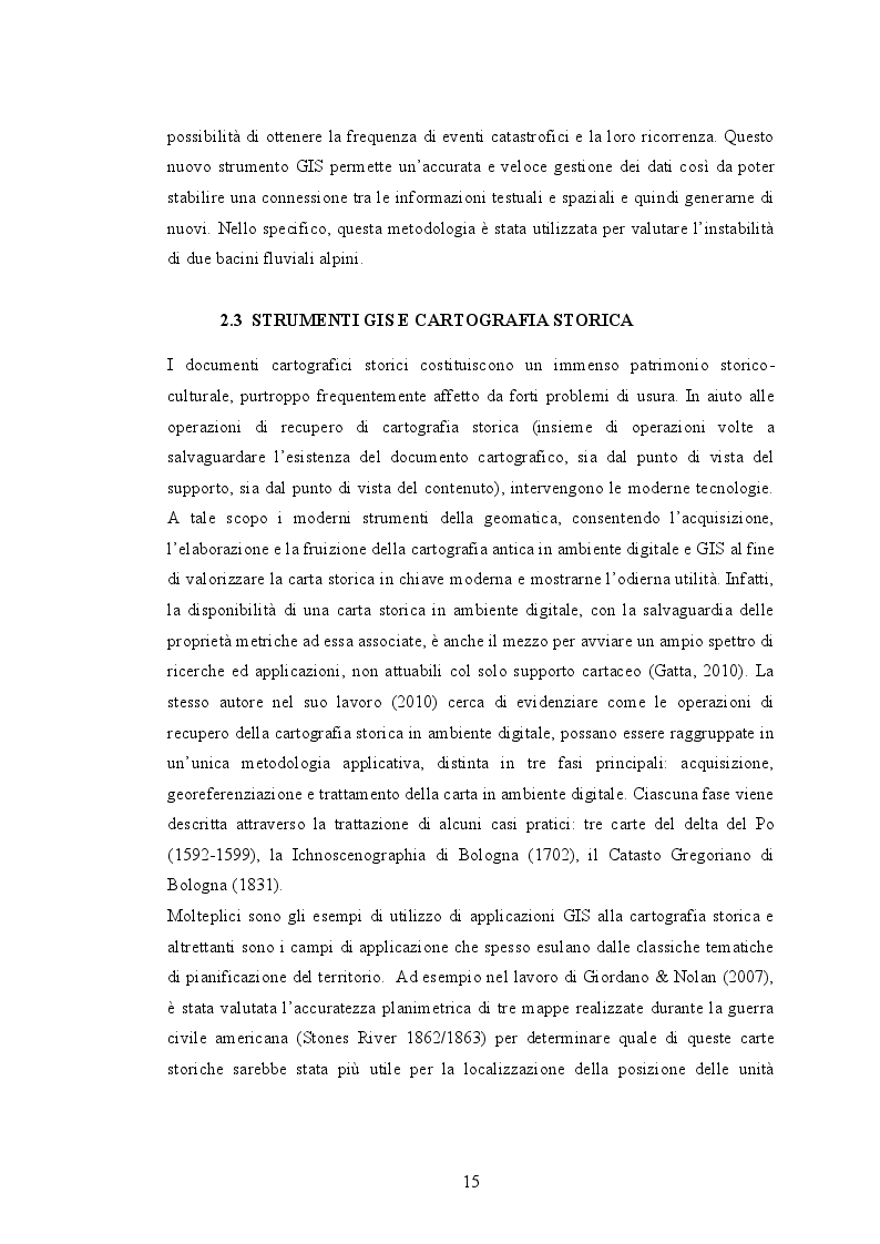 Estratto dalla tesi: Cartografia storica e GIS per l'analisi dell'evoluzione del territorio rurale