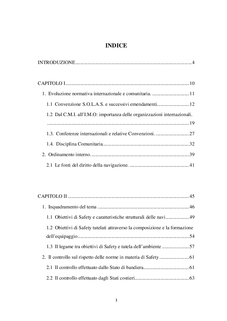 Indice della tesi: Safety e Security: la sicurezza come valore, Pagina 1