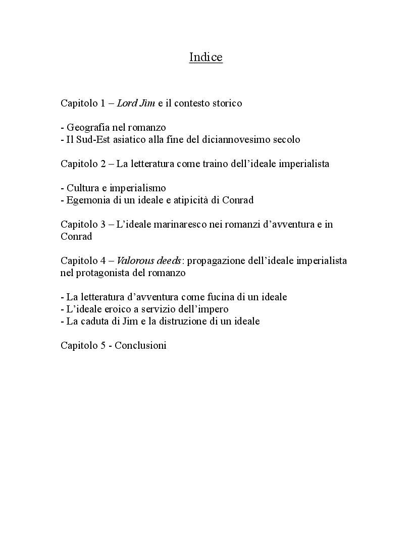 Indice della tesi: Lord Jim nello specchio della critica saidiana, Pagina 1