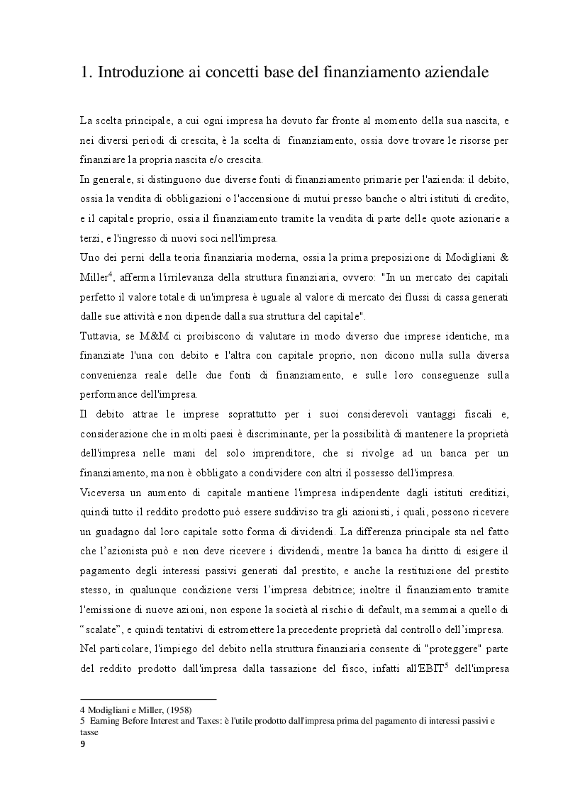 Estratto dalla tesi: Le decisioni di finanziamento delle imprese italiane: confronti con l'estero e prospettive per il futuro