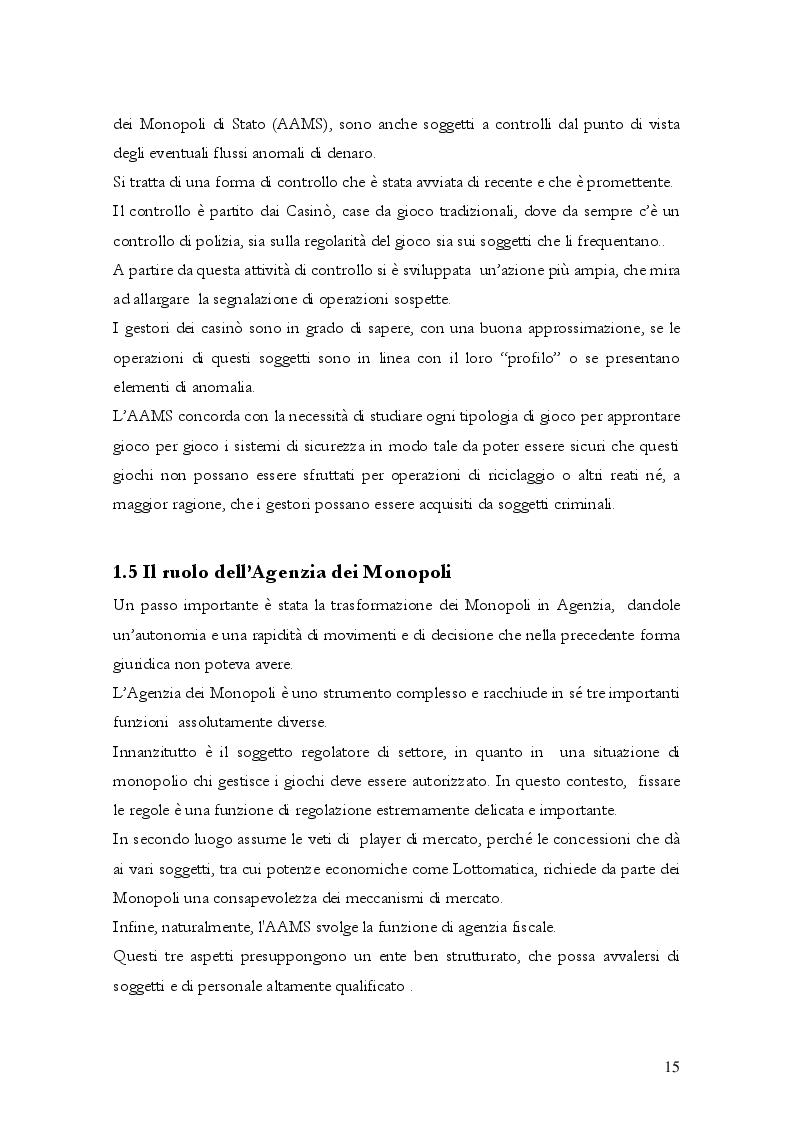 Estratto dalla tesi: Il gioco d'azzardo: il business che non conosce crisi?