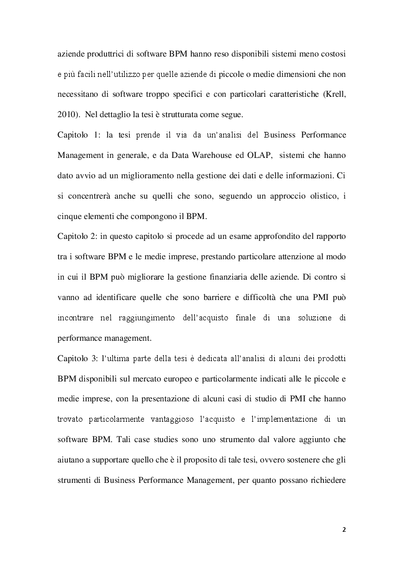 Anteprima della tesi: Strumenti di Business Performance Management: le offerte per le piccole e medie imprese sul mercato europeo, Pagina 3