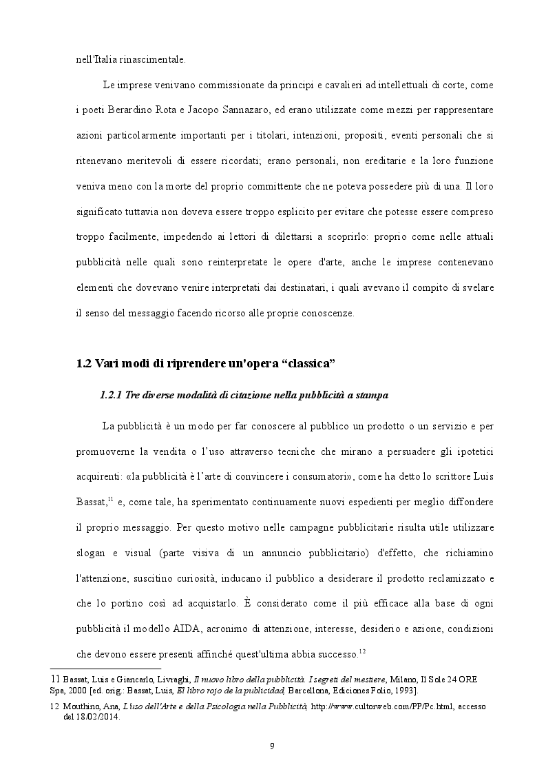 Estratto dalla tesi: I classici dell'arte nella pubblicità: note su uso e abuso del citazionismo