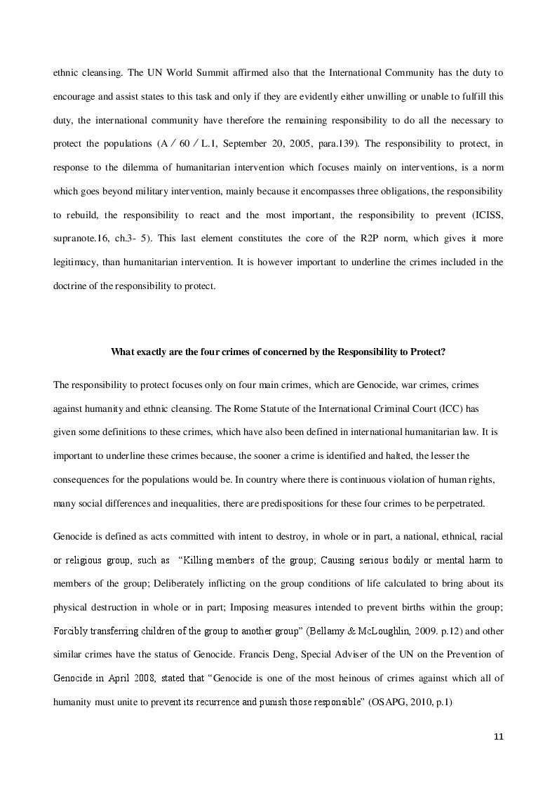 Estratto dalla tesi: The Responsibility to Protect: Focus on the Responsibility to Prevent and the role of Regional and Civil Society Organizations