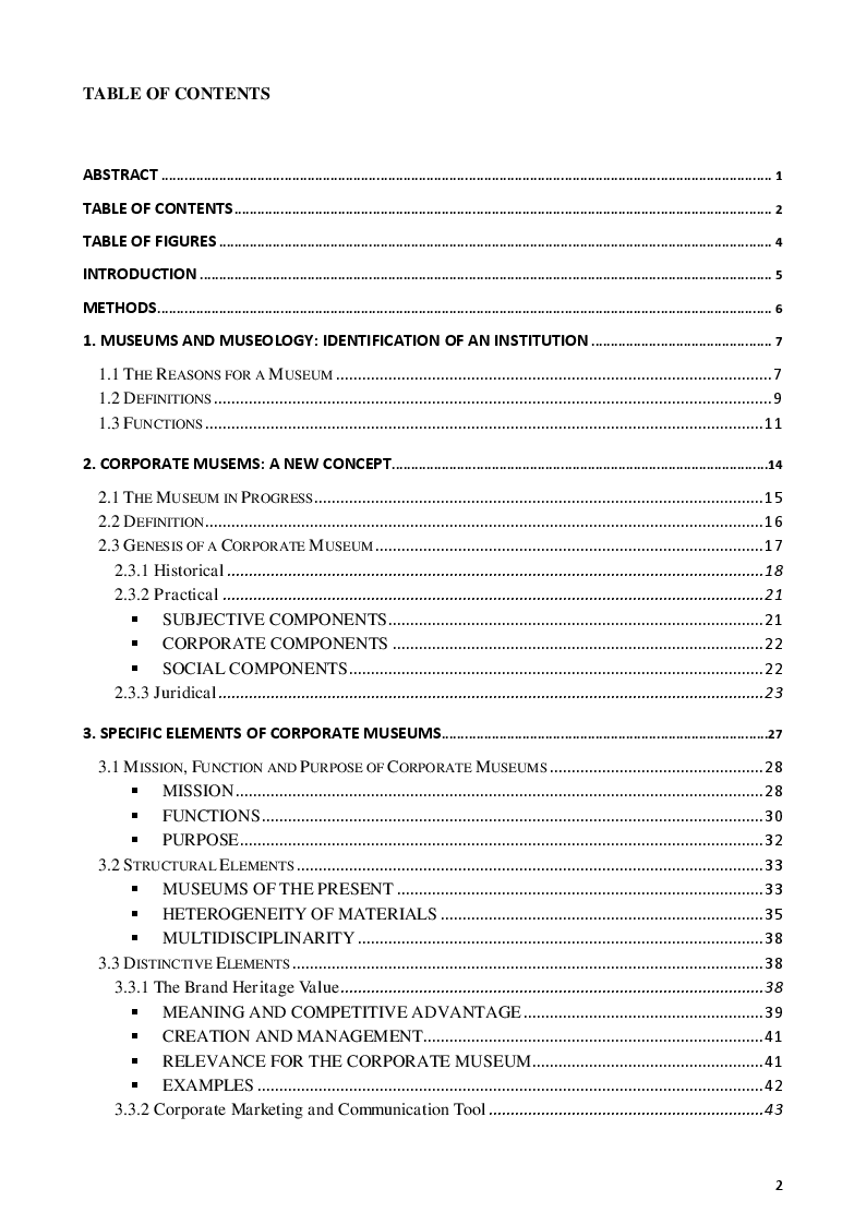 Indice della tesi: Corporate Museums: Heritage as a Brand Value, Pagina 1