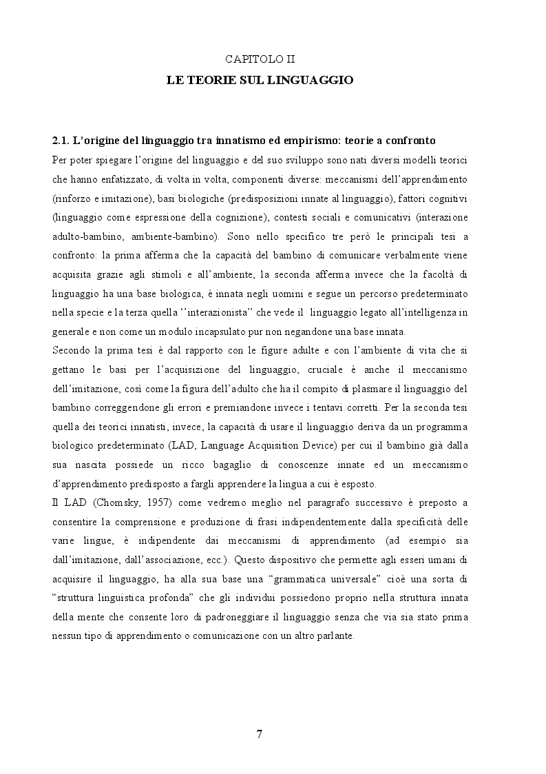 Estratto dalla tesi: Linguaggio e memoria nei bambini con sindrome di Down
