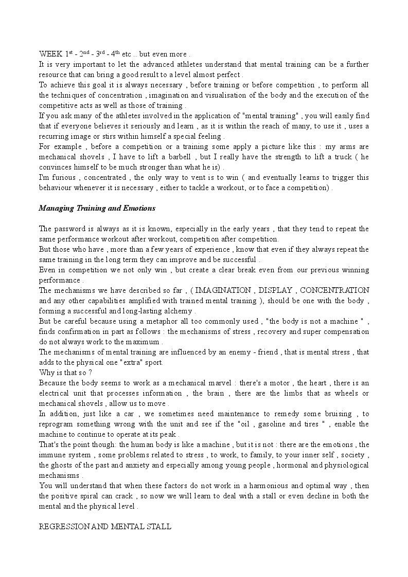 Estratto dalla tesi: Sport Performance and Mental Training
