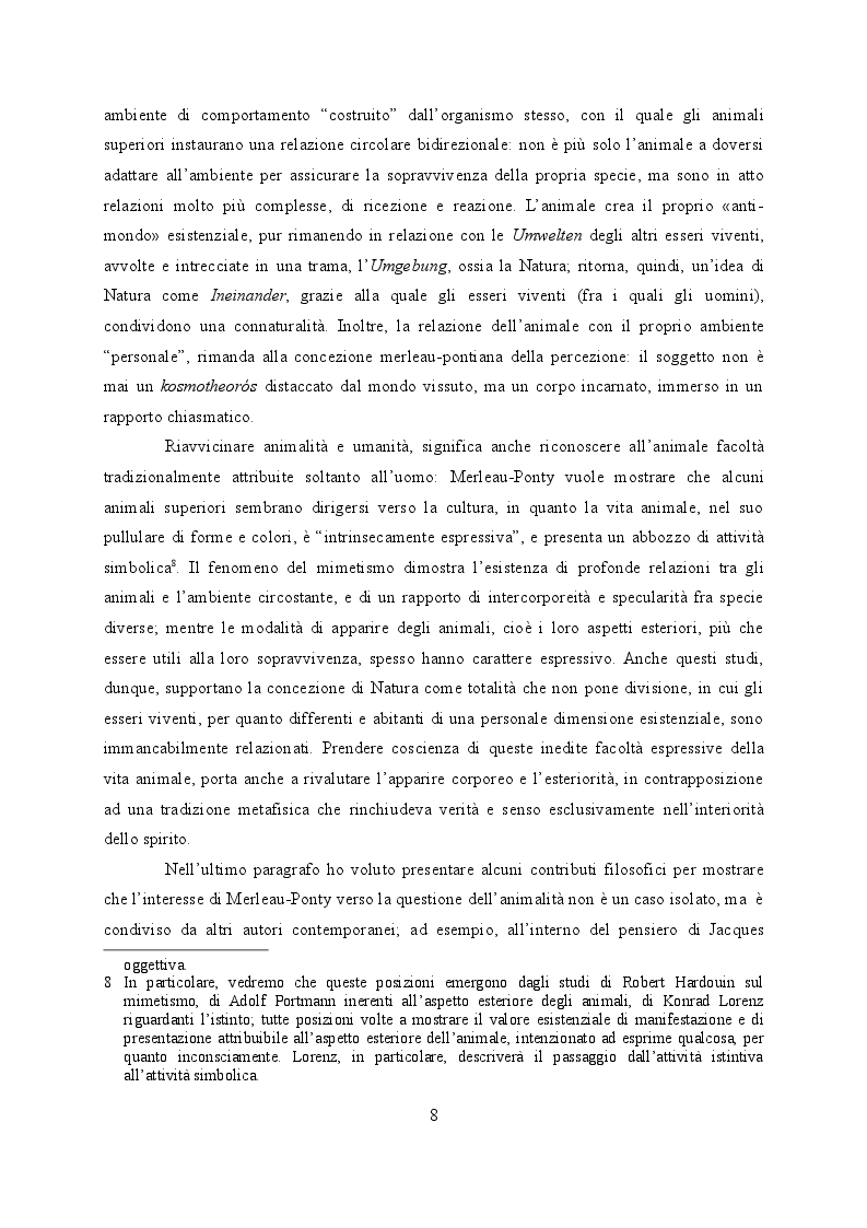 Estratto dalla tesi: La riscoperta della connaturalità. Natura, uomo e animalità nelle ''Lezioni al Collège de France 1956-1960'' di Maurice Merleau-Ponty