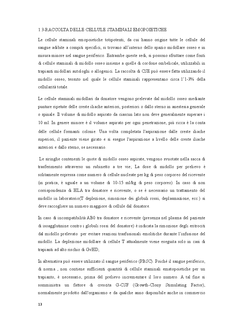 Estratto dalla tesi: La gestione infermieristica del paziente pediatrico sottoposto a trapianto di cellule staminali ematopoietiche
