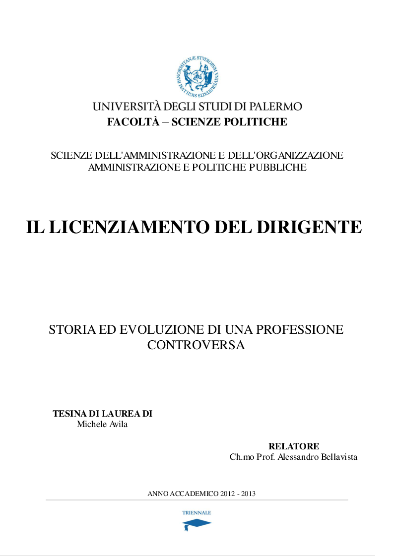 Anteprima della tesi: Il licenziamento del dirigente (storia ed evoluzione di una professione controversa), Pagina 1