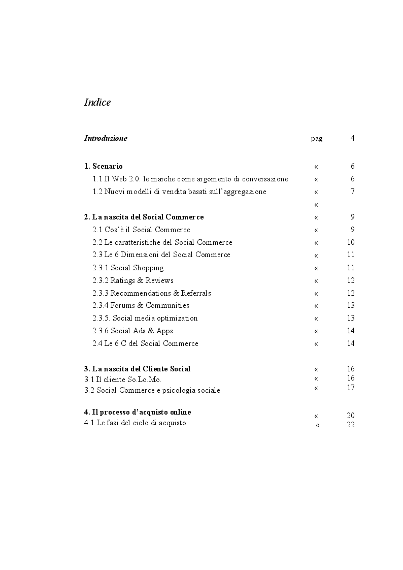 Indice della tesi: Le imprese e il Social Commerce, Pagina 1