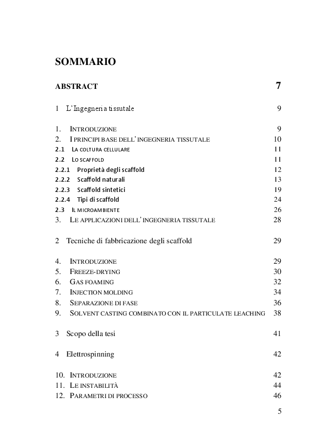 Indice della tesi: Progettazione di un impianto di elettrospinning assistito da fluidi supercritici, Pagina 1