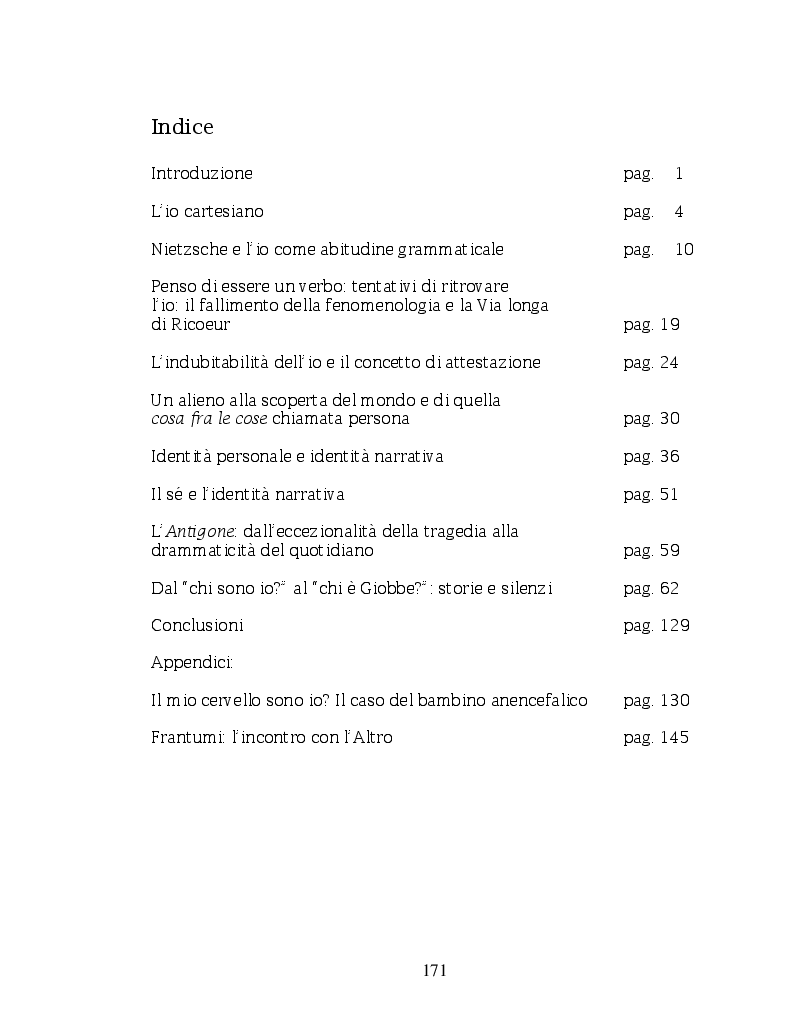 Indice della tesi: Il silenzio di Giobbe, Pagina 1