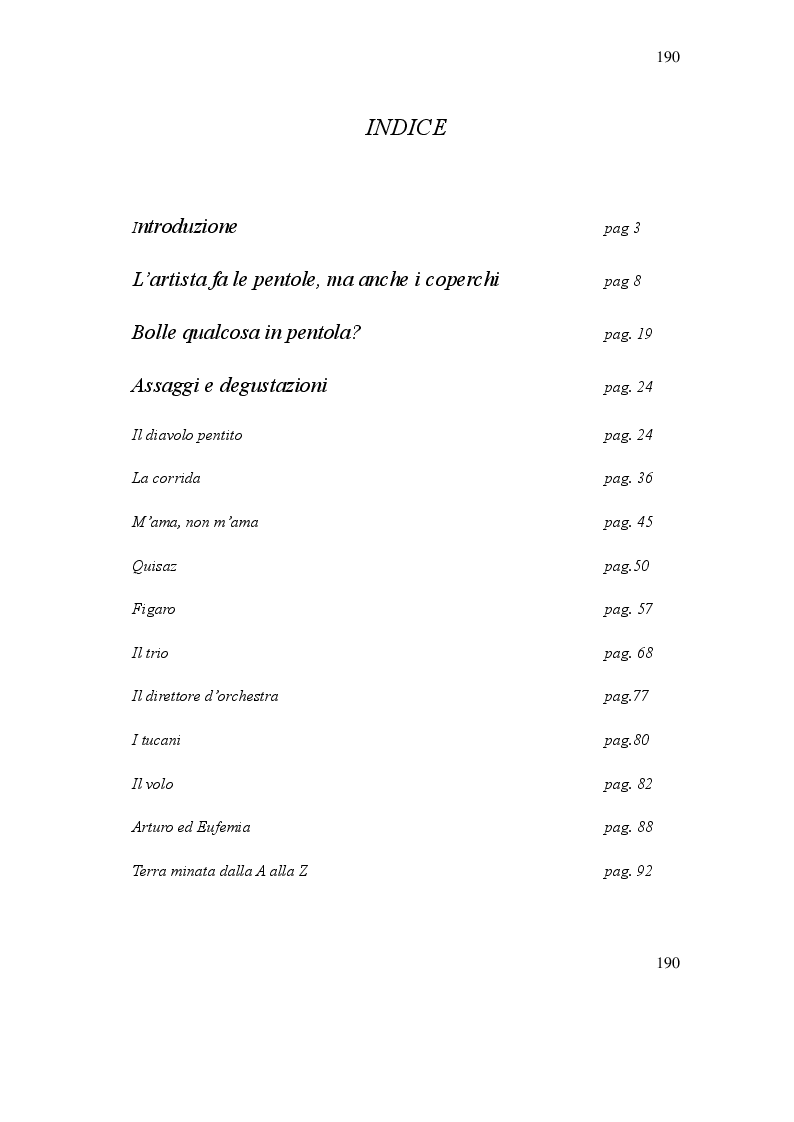 Indice della tesi: Laura Kibel, cento valigie e uno spasso - ovvero la condizione anfibia di una burattinaia, Pagina 1