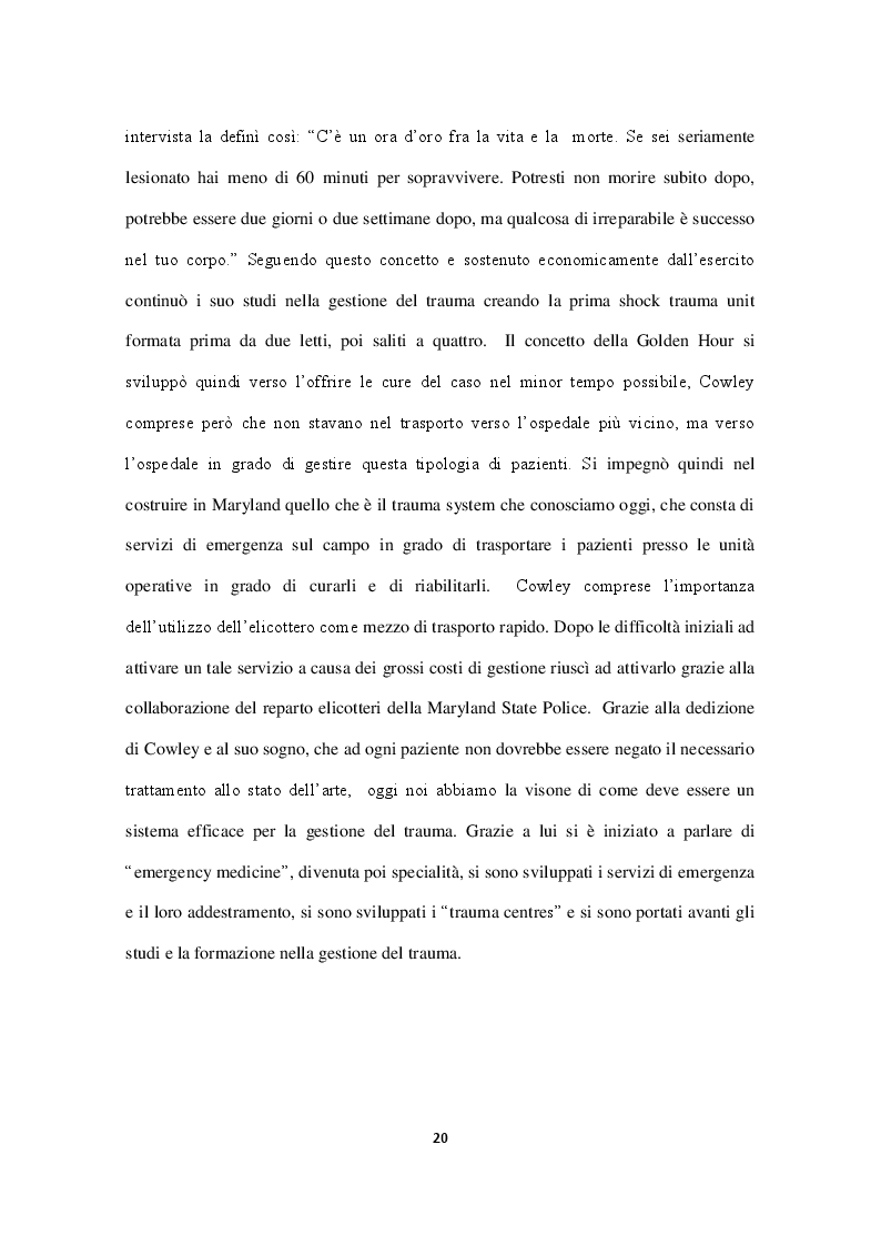 Estratto dalla tesi: Gestione del paziente traumatizzato: esperienza presso il trauma centre del John Radcliffe Hospital