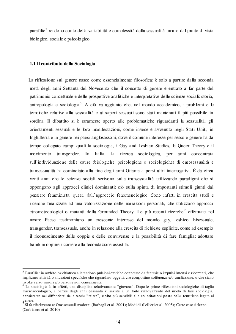 Estratto dalla tesi: Omosessualità femminile: riflessioni sul genere e stili di vita delle donne omosessuali italiane