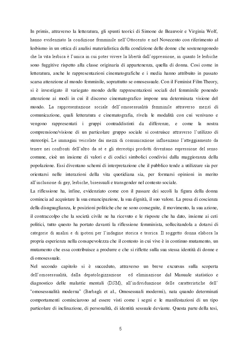 Anteprima della tesi: Omosessualità femminile: riflessioni sul genere e stili di vita delle donne omosessuali italiane, Pagina 3