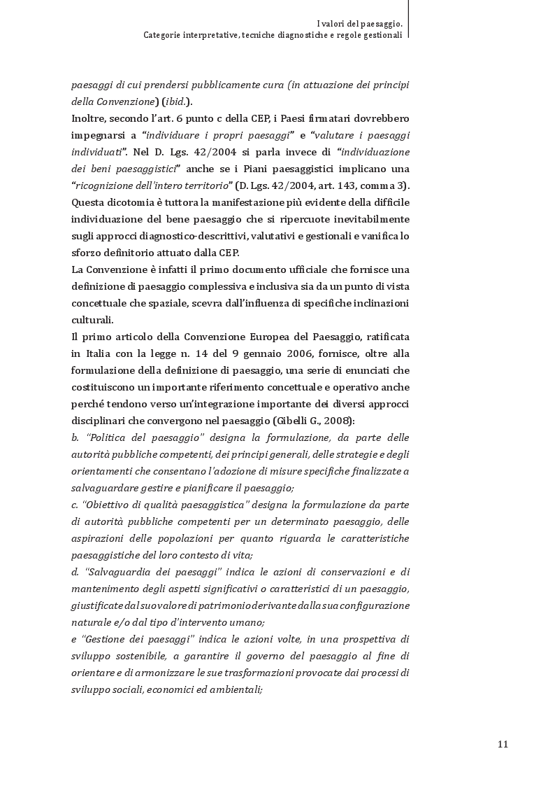 Estratto dalla tesi: I valori del paesaggio: categorie interpretative, tecniche diagnostiche e regole gestionali
