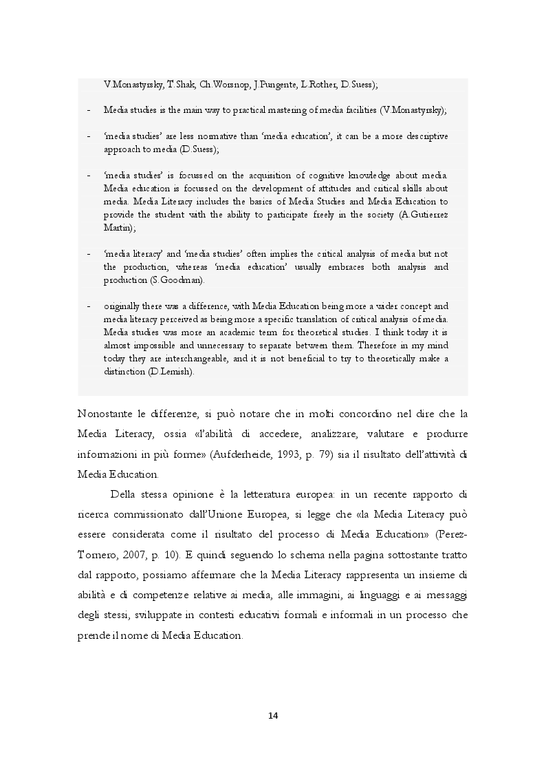 Estratto dalla tesi: La formazione in Media Education: analisi dell'offerta formativa degli atenei italiani