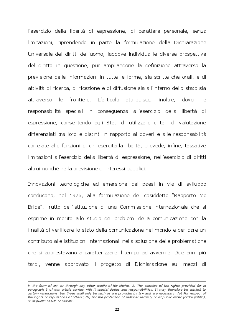 Estratto dalla tesi: Giornalisti in bilico: tra informazione e diffamazione. Dalla carta stampata alle nuove tecnologie, quando manifestare il proprio pensiero significa correre un rischio
