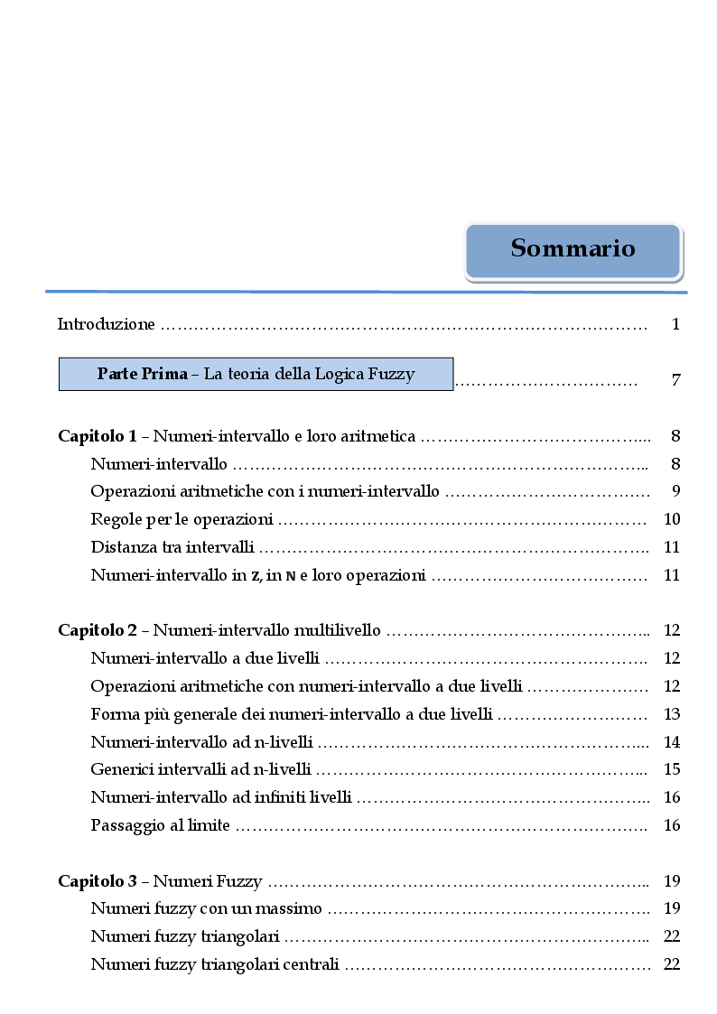 Indice della tesi: Logica Fuzzy e sua applicazione nella valutazione e tassonomia dei siti web, Pagina 1