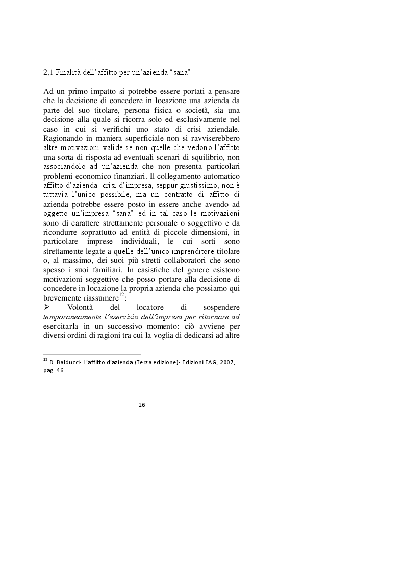Estratto dalla tesi: Profili contabili e valutativi dell'operazione di affitto d'azienda