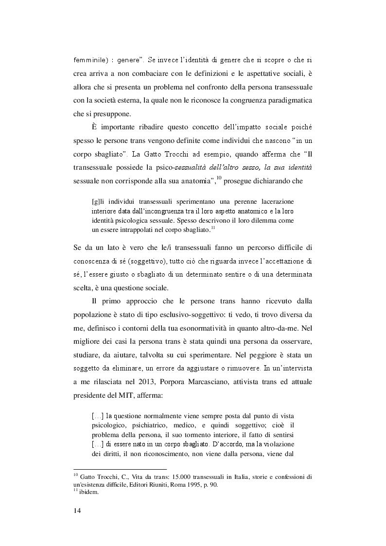 Estratto dalla tesi: Il Movimento Trans in Italia