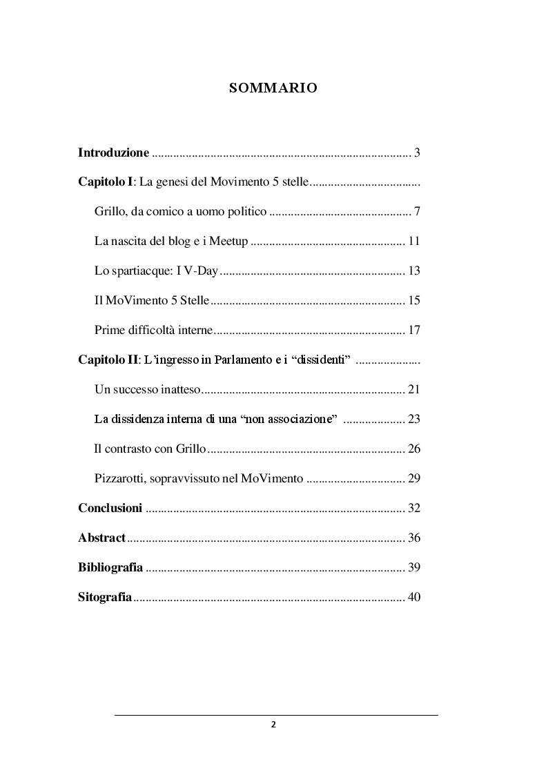 Indice della tesi: Fedeli alla linea o eretici. La comunicazione degli Eletti a 5 Stelle, Pagina 1