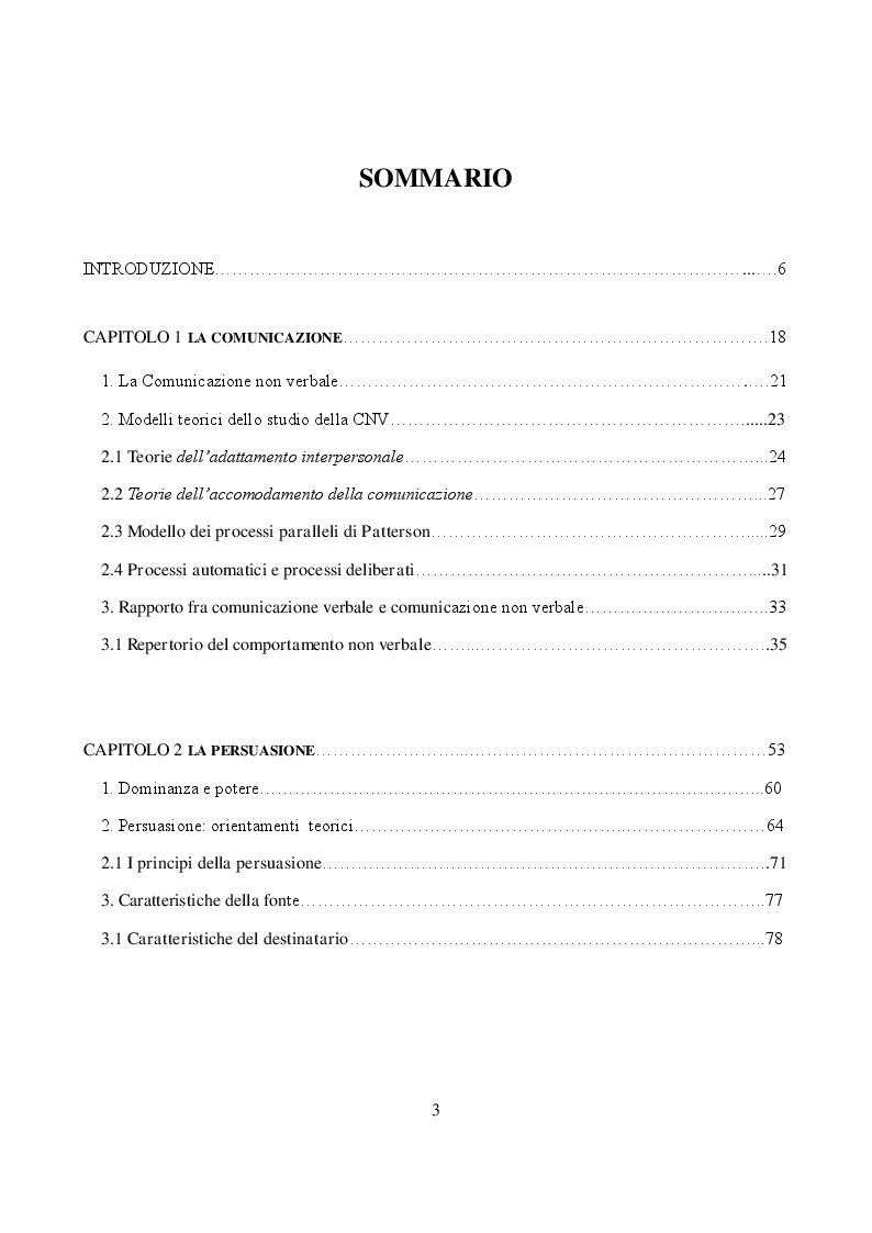 Indice della tesi: Persuasione e Politica. La comunicazione non verbale di Silvio Berlusconi, Pagina 1