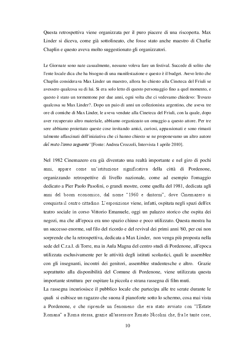 Estratto dalla tesi: Le Giornate del Cinema Muto: l'evoluzione istituzionale di una esperienza culturale