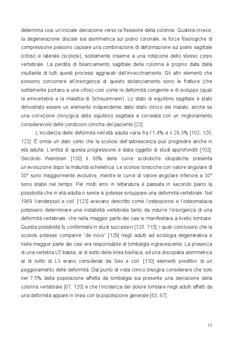 Estratto dalla tesi: Le osteotomie vertebrali nel trattamento delle patologie spinali maggiori