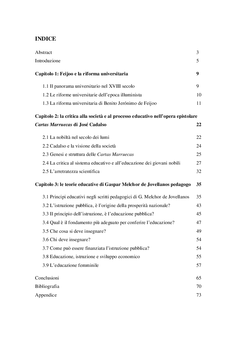 Indice della tesi: Le proposte educative in alcuni saggisti del XVIII secolo, Pagina 1