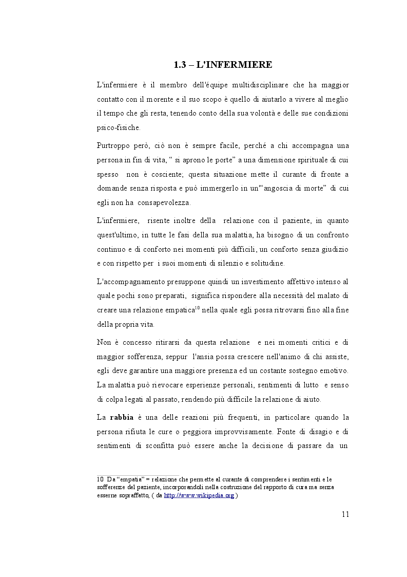 Estratto dalla tesi: Cure di fine vita: Migliorare la qualità dell'assistenza e il benessere dell'infermiere che accompagna
