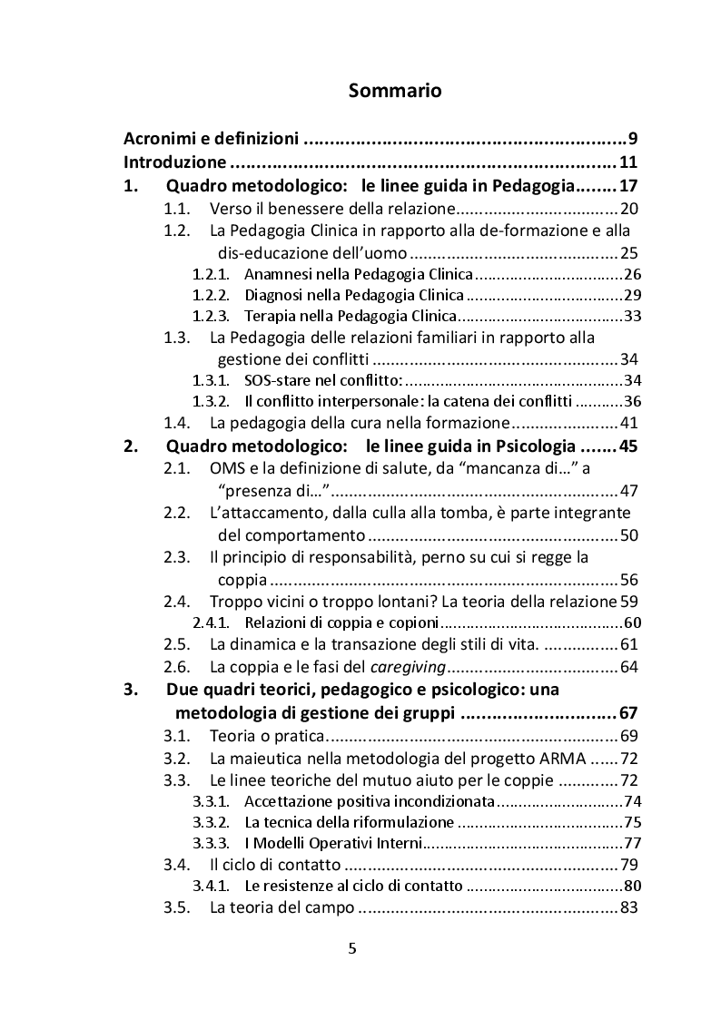 Indice della tesi: Aiuto alla famiglia tra professione e volontariato, Pagina 1