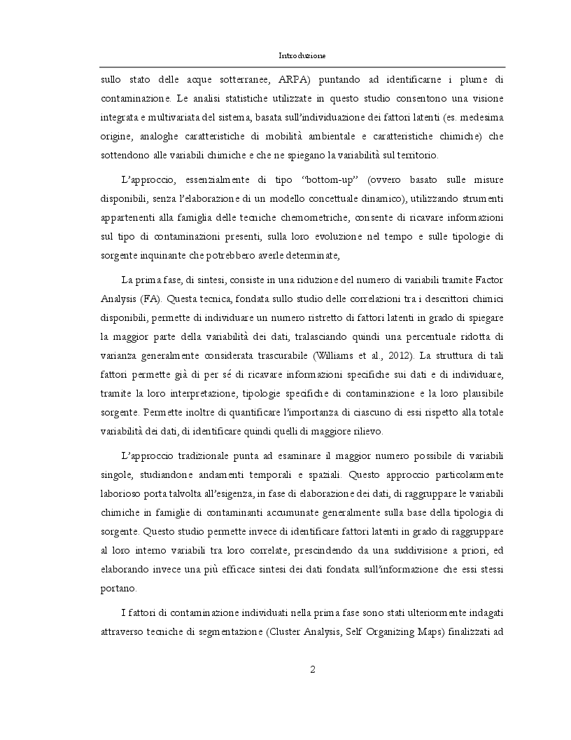 Estratto dalla tesi: Applicazione di tecniche di analisi statistica multivariata allo studio degli acquiferi del Milanese