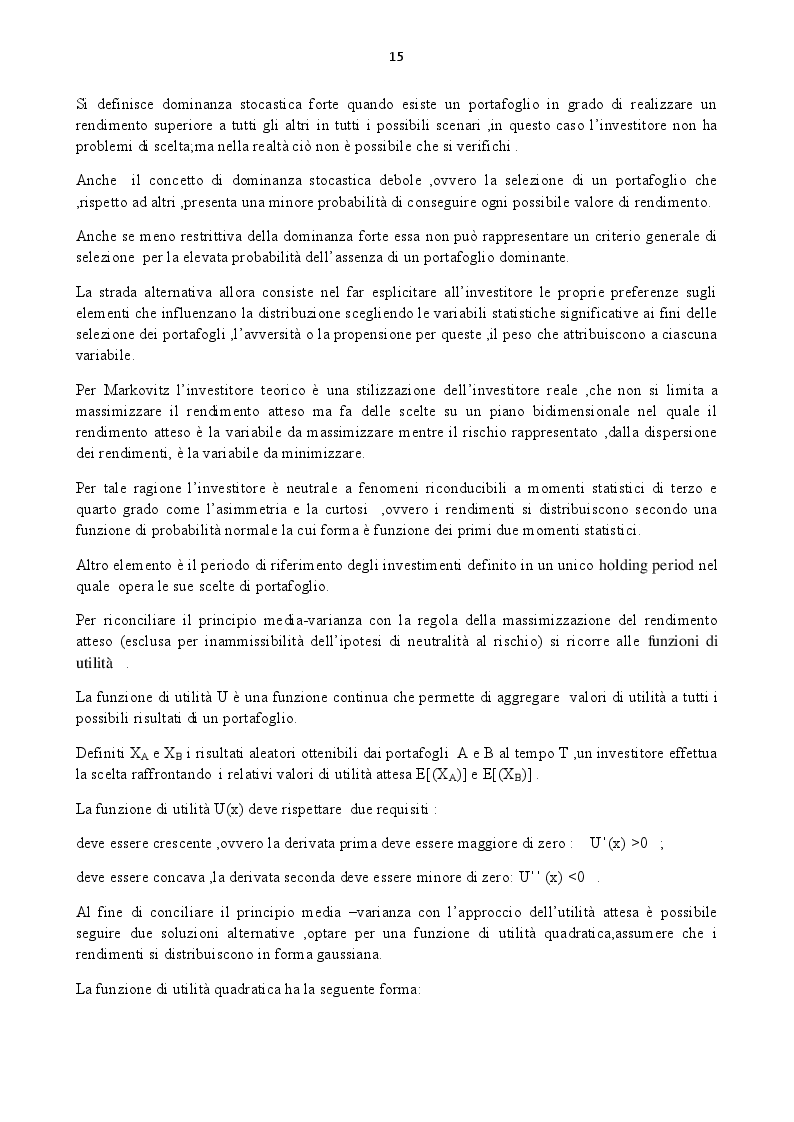 Estratto dalla tesi: Dalla teoria di Markovitz alla statistica bayesiana: il modello Black - Littermann