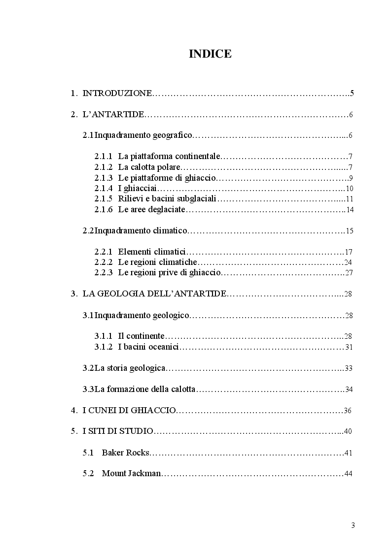 Indice della tesi: Regime termico dei cunei di ghiaccio nella Terra Vittoria Settentrionale (Antartide), Pagina 1