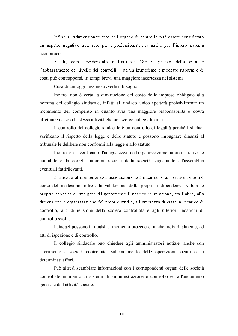 Estratto dalla tesi: Il costo del controllo: il caso italiano