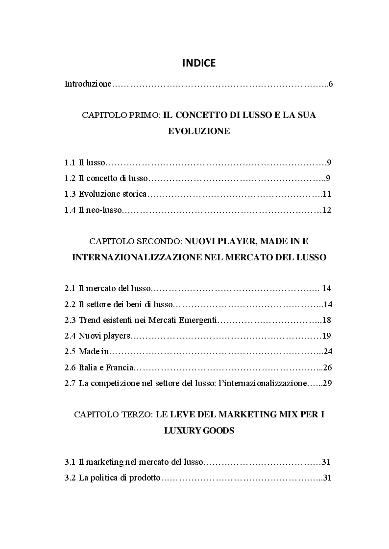 Indice della tesi: Il mercato del lusso: due strategie di marketing internazionale in Cina a confronto , Pagina 1