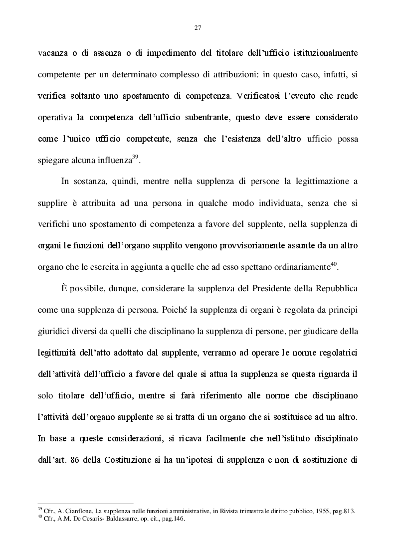 Estratto dalla tesi: La supplenza del Presidente della Repubblica nell'ordinamento costituzionale italiano
