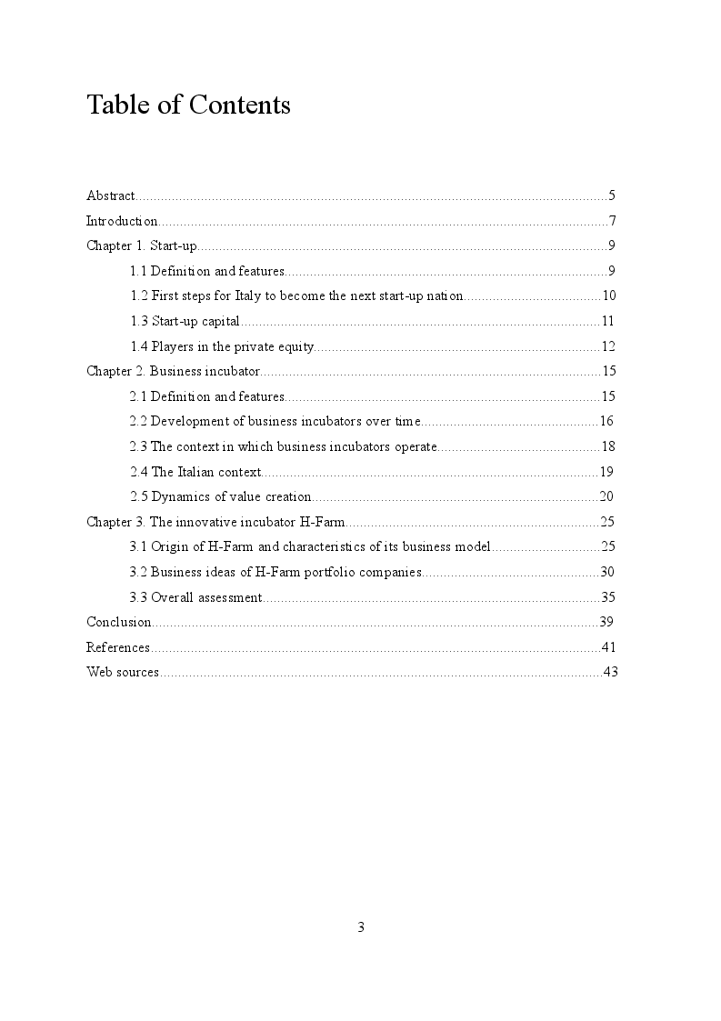 Indice della tesi: Business Incubation As Entrepreneurship Policy: An Italian Story , Pagina 1