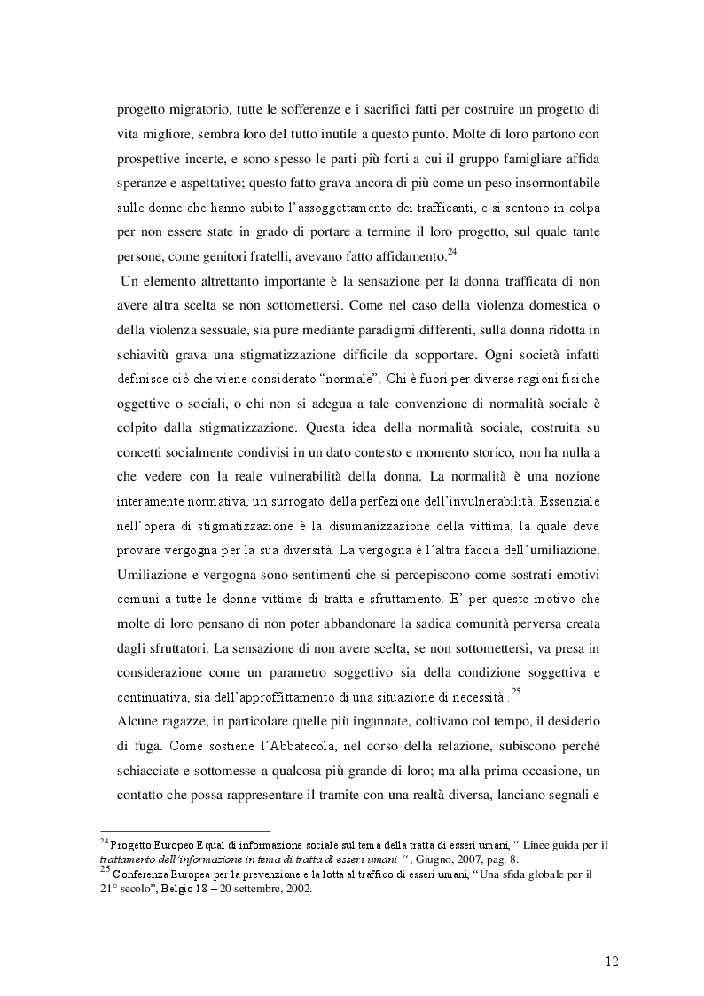 Estratto dalla tesi: Tratta e Prostituzione. Visioni, politiche, strategie di intervento
