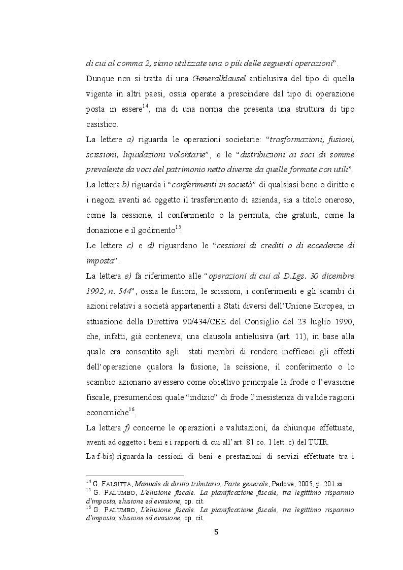 Estratto dalla tesi: L’elusione fiscale nelle operazioni straordinarie di conferimento, fusione e scissione