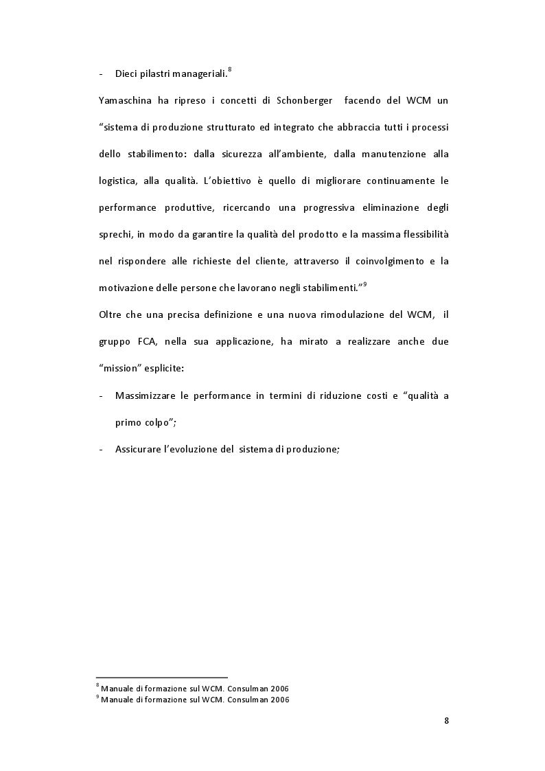 Anteprima della tesi: Applicazione del World Class Manufacturing nell’esperienza della SATA di Melfi, Pagina 6