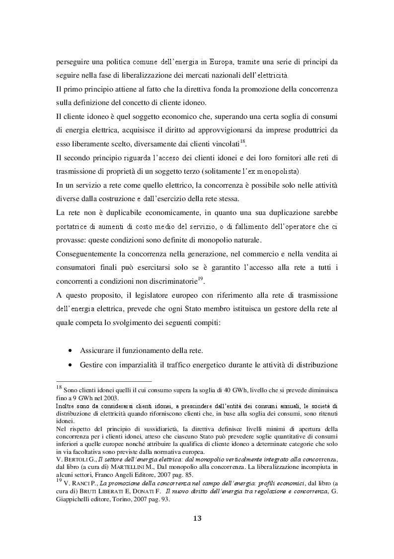 Estratto dalla tesi: La liberalizzazione del mercato elettrico italiano
